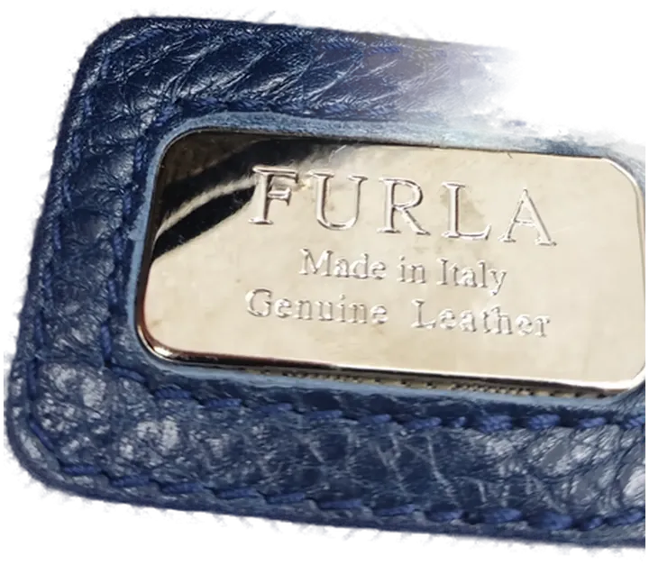 Furla Beutel / Ledertasche in blau mit Umhängeriemen - Bild 3