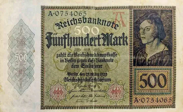 Alter Geldschein 500 Mark Reichsbanknote Reichsbankdirektorium Berlin 1922 zirkuliert 3  - Bild 1