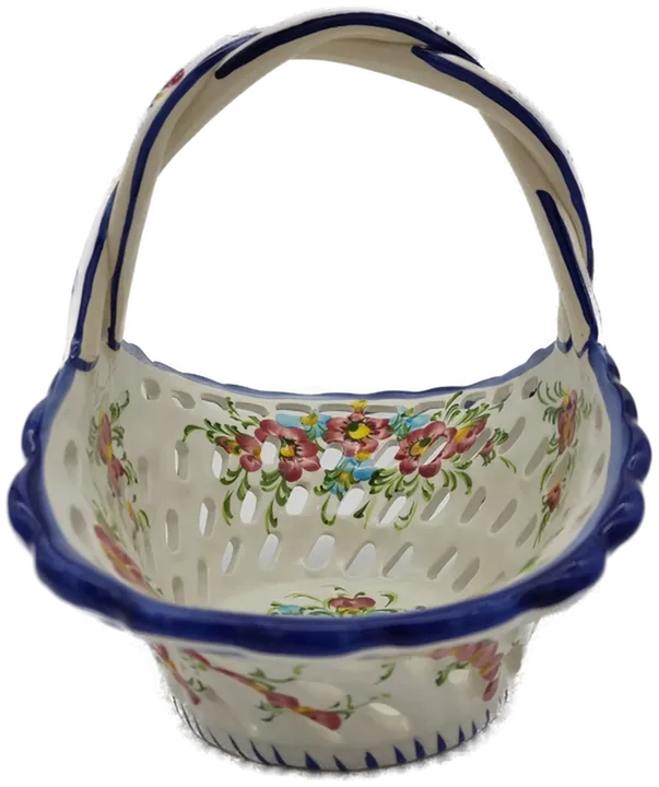 Vintage Obst- Blumenkorb Keramik mit Blumendekor - H/21 cm - Bild 4