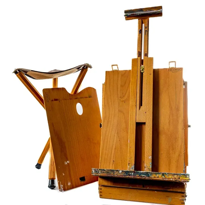Mabef Koffer - Tischstaffelei mit Farbmischholzpalette und Hocker - Bild 4
