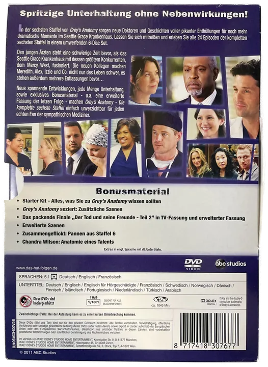 DVD - Grey´s Anatomy - die komplette 6. Staffel - Bild 2