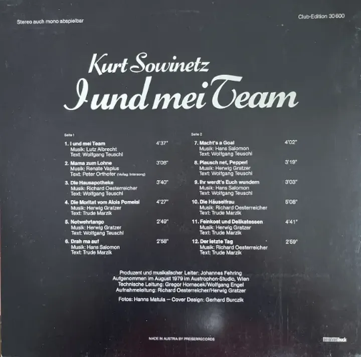 Schallplatte Kurt Sowinetz - I und mei Team 30600 - Bild 2