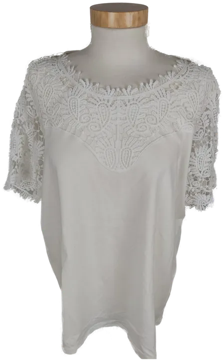 Trendiges Damen T-Shirt mit Spitze, kurzarm, weiß, Größe 44 - Bild 1