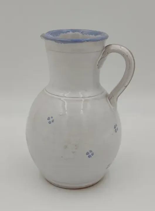 kleiner Krug aus Keramik weiß/blau  - Bild 1