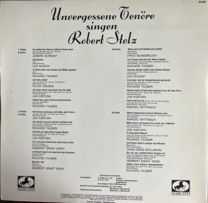 Schallplatte Unvergessene Tenöre singen Robert Stolz 1974 Marcato – 63 386 (2 LP) - Bild 2