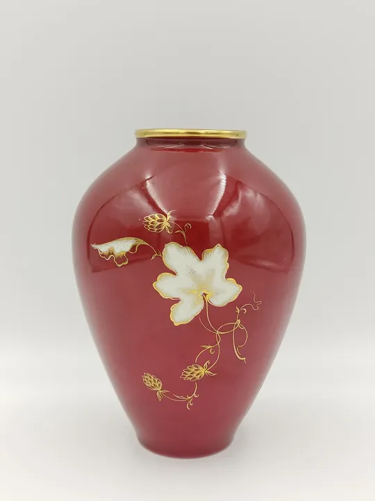 Mitterteich Bavaria Vase rot mit goldenen Details  - Bild 1