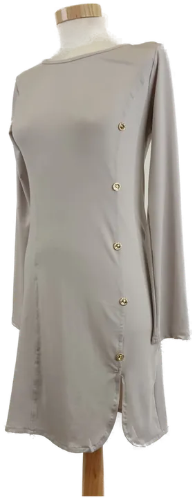 Damen Longshirt Hellgrau mit seitlichen Knöpfen, Gr. M - Bild 1
