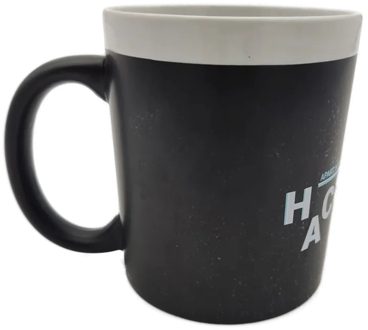 Häferl ( Kaffe / Tee ) schwarz mit weißem Rand mit Aufdruck  - Bild 3