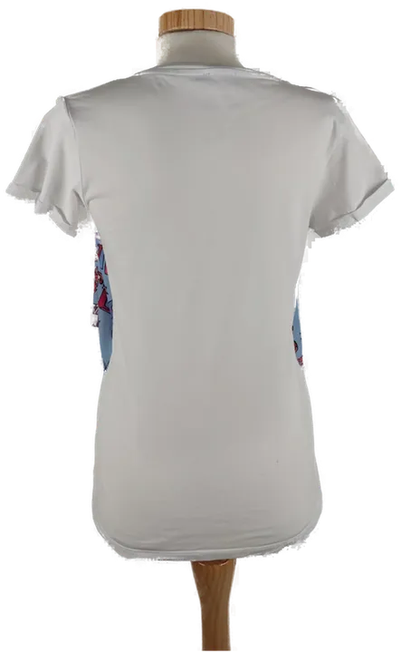 Weißes Damen T-Shirt Kurzarm mit eingenähtem buntem Bolero, Gr. M - Bild 3