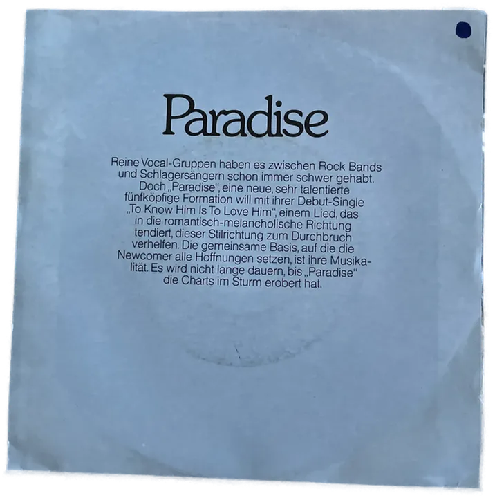 Singles Schallplatte - Paradiese - To know him is to love him; Love me Judy - Bild 2