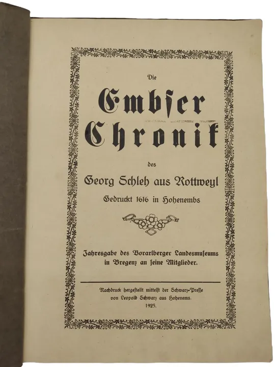 Die Embser Chronik des Georg Schleh aus Rottweyl  - Bild 1