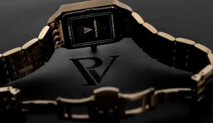 Paul Valentine Armbanduhr, eckig, 2cm, goldfarbenes Gliederarmband - Bild 7