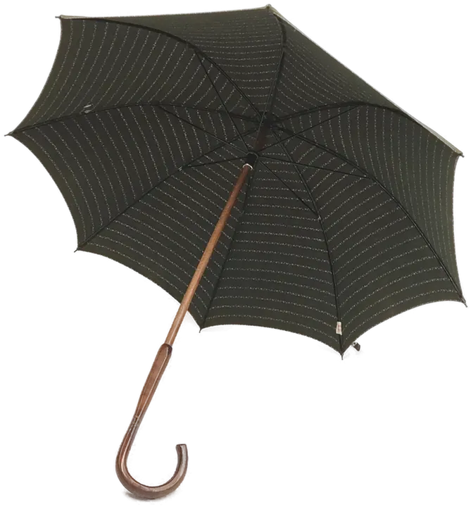 Vintage Regenschirm aus Stoff und Holz grün  - Bild 1