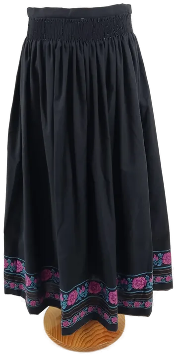 Schwarzer Damenleinenrock mit Trachten-Blumenmotiv - 38 - Bild 3