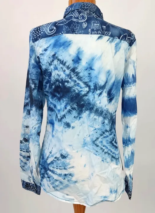 Desigual Damen Bluse blau-weiß mit Batikmuster - S - Bild 3
