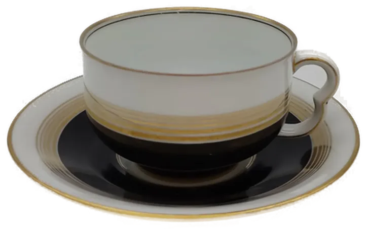 Pirkenhammer Kaffeetasse Porzellan Weiß / Schwarz - Bild 1