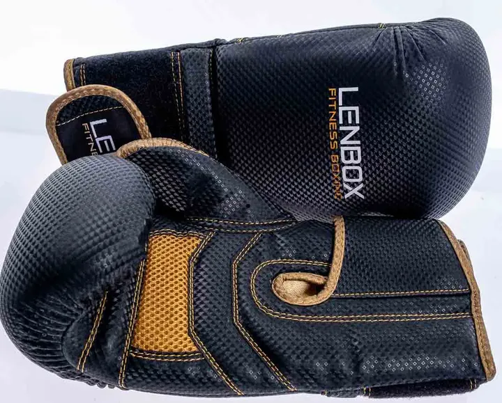 Lenbox Fitness Boxing Boxhandschuhe in schwarz-gold mit Tragebeutel - Bild 2