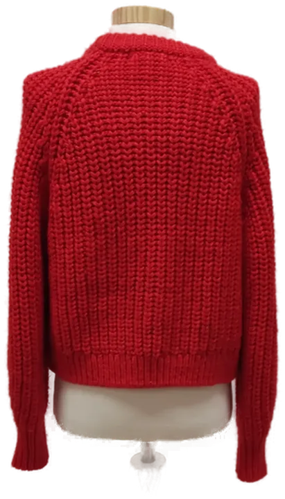 Kurze Damen Grobstrickweste mit Knöpfen, Rot, Gr. M - Bild 3