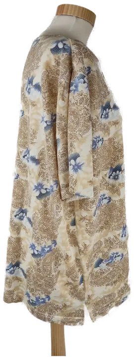 T-Shirt kurzarm mit Rundhalsausschnit, beige/braun/blau gemustert, Größe 44 (geschätzt) - Bild 2