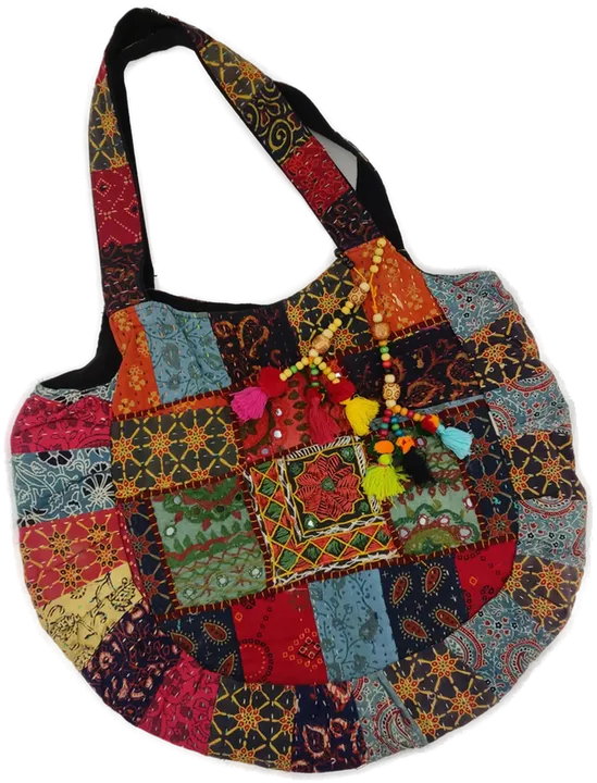 Damen Indischer Patchwork Shopper bunt - 46cm x 54cm  - Bild 1