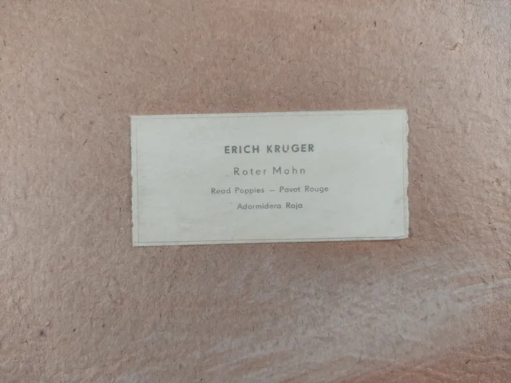 Roter Mohn signiert mit Erich Kruger / Holzrahmen / 57 x 72 cm - Bild 4
