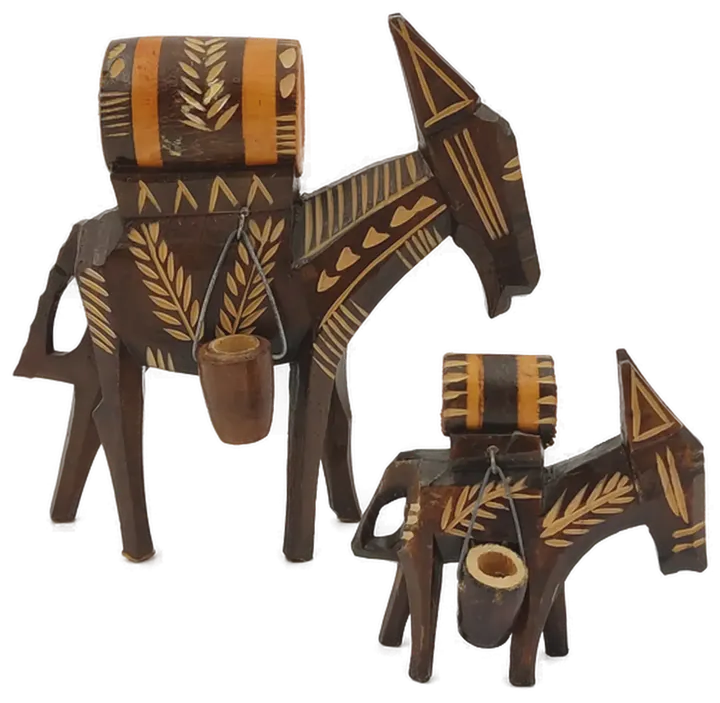 geschnitzte Esel aus Holz - Bild 1