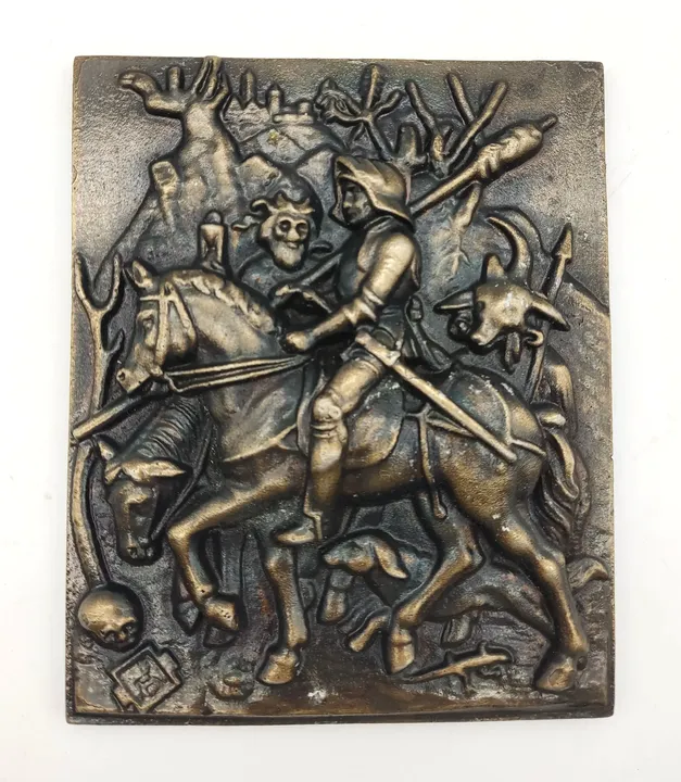 Metallguss-Relief: Ritter- Tod & Teufel nach Kupferstich von Albrecht Dürer  - Bild 1