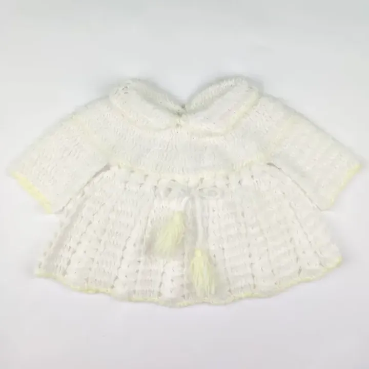 Babykleid - Handgehäkelt, Weiß/Gelb - Bild 4