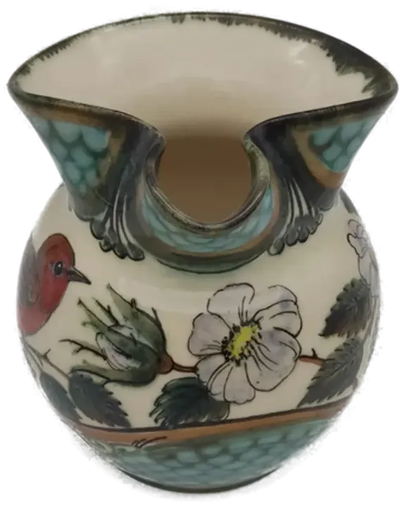 Keramik Karaffe in beige mit türkis/grünen Elementen - Bild 3