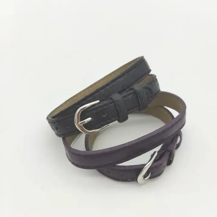 2 Armbänder Lederimitat violett, schwarz - Bild 2