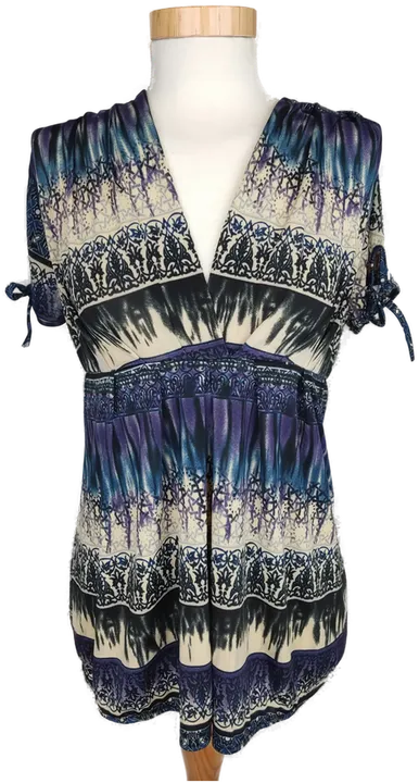 Mitno Damen Shirt lila/blau/beige gemustert - M/L - Bild 1