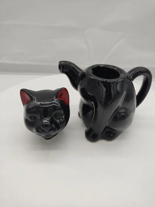 Teekanne Katze schwarz Porzellan - Bild 3