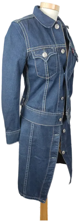Levi's Type1 Jeanskleid Ärmellos mit passender Denim Truckerjacke dunkelblau - XS/34 - Bild 3