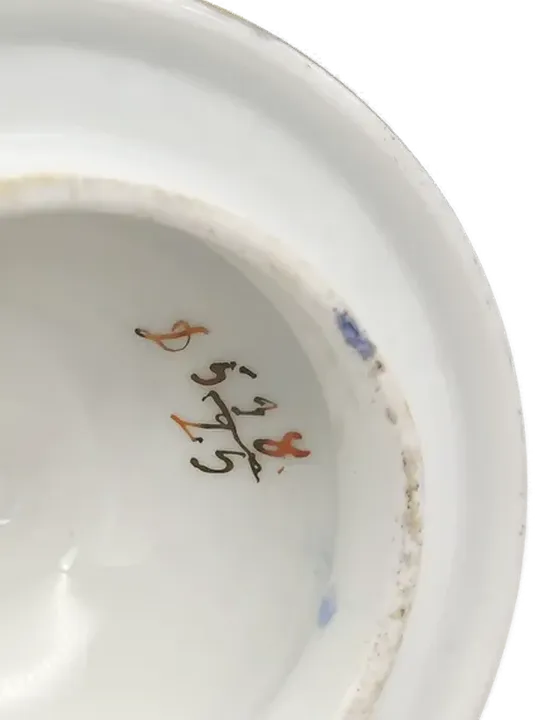 Bohmisches Porzellan Teeservice Set 11tlg. blau/ weiß/ gold mit Blumenmuster  - Bild 6