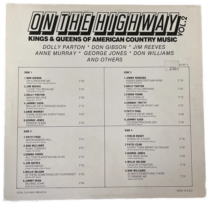 LP - On the highway - Kings & Queens of american country music Volume 2 - Bild 2