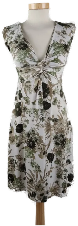 Damen Sommerkleid Ärmellos, weiß mit grünem Blumenmuster, Gr. 38 - Bild 1