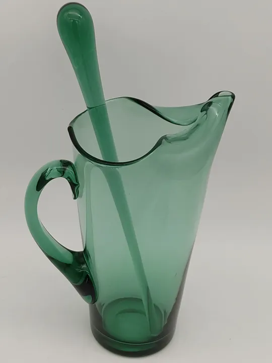 Vintage-Wasserkrug / Limonadenkrug mit Rührstab - grün  - Bild 1