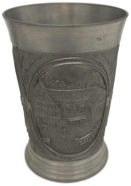 Zinnbecher Set mit Relief, 4 Stück, ca. 9–10 cm - Bild 6