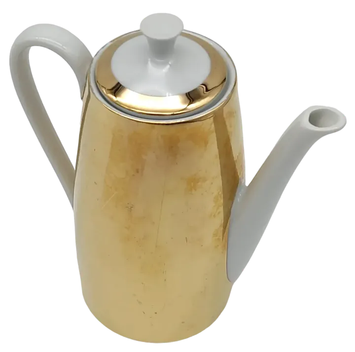 Bareuther Waldsassen Tee- Kaffeekanne, weiß/gold  - Bild 1