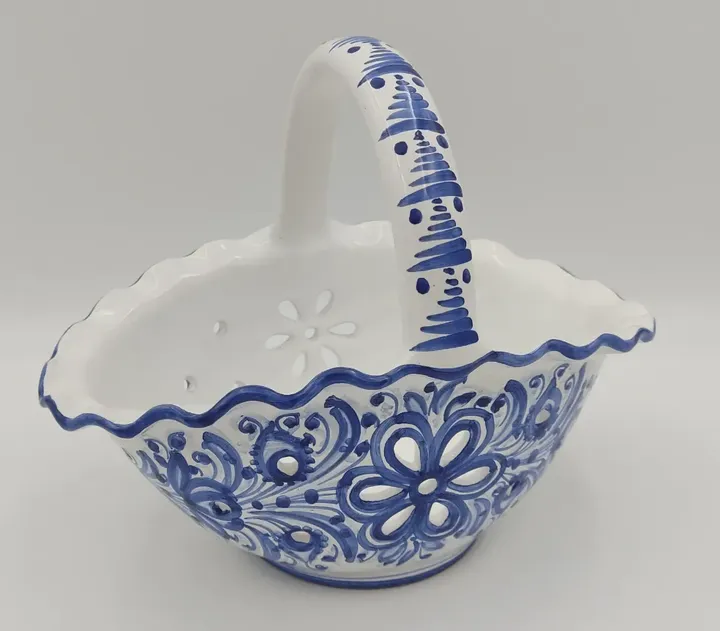 Obstkorb aus Keramik blau/weiß  - Bild 3