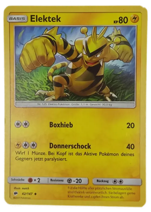  Pokémon Sammelkarte Elektek Basis - Bild 1