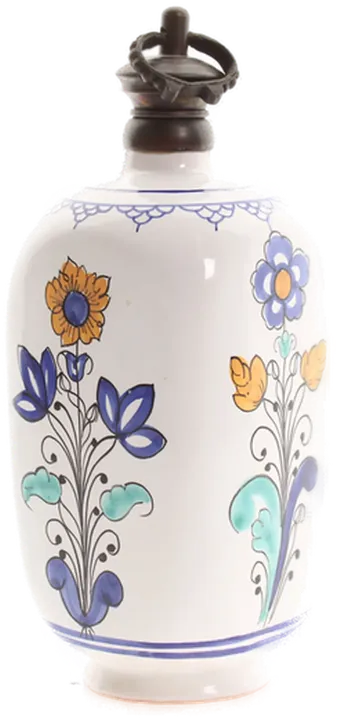 Vintage Keramikflasche von 1960 | Handbemalt | Studiokeramik T.K. | Florales Dekor & Stöpsel - Bild 3