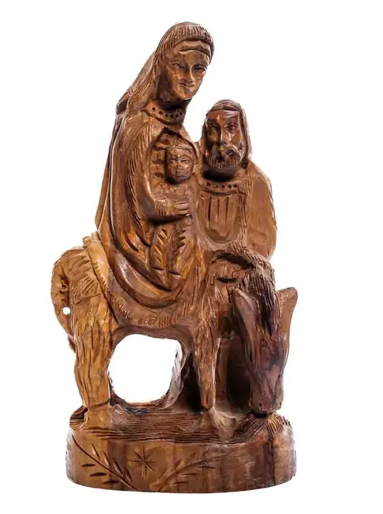 Alte Holz Skulptur Maria mit Josef und Jesuskind ca. 20cm - Bild 4