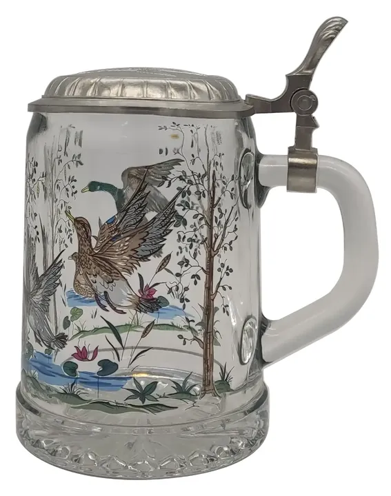 Alwe Bierkrug mit Deckel und Vogelmotiv, Höhe 17cm - Bild 1