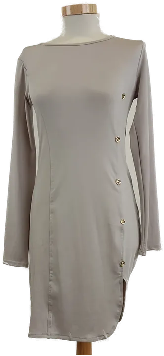Damen Longshirt Hellgrau mit seitlichen Knöpfen, Gr. M - Bild 3