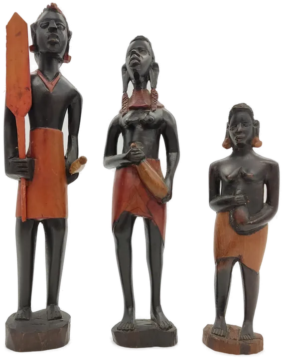  Afrikanische Holzfiguren 3 Stück - 2 Frauen 1 Mann - Bild 4