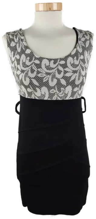 Damen Minikleid Schwarz, ärmellos mit gemustertem Oberteil (ohne Gürtel), Gr. M - Bild 1