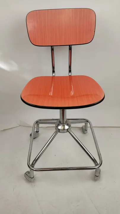 Vintage Bürostuhl der 50er Jahre, orange, höhenverstellbar - Bild 4