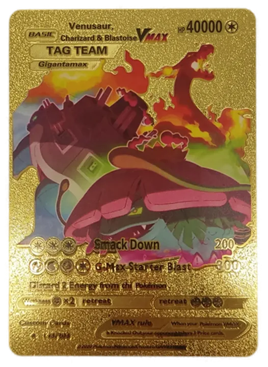  Pokémon Sammelkarte Goldfolie Venusaur,Charizard & Blastoise Vmax BASIC - Bild 1