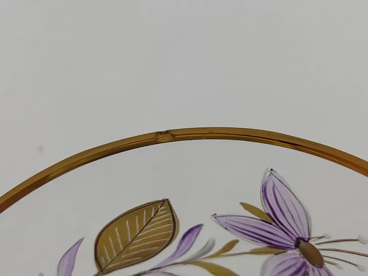Alte Glasschüssel mit Blumendekor und Goldrand - Bild 4